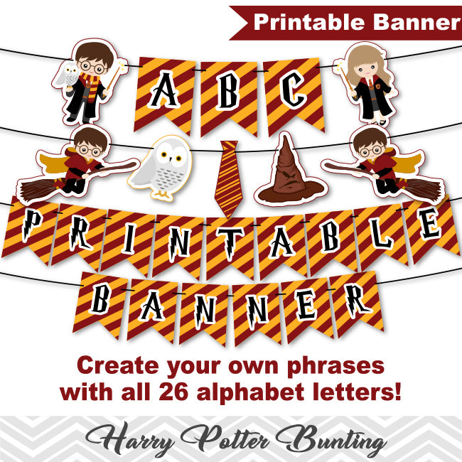 Printable Harry Potter Party Banner, Harry Potter Birthday Party